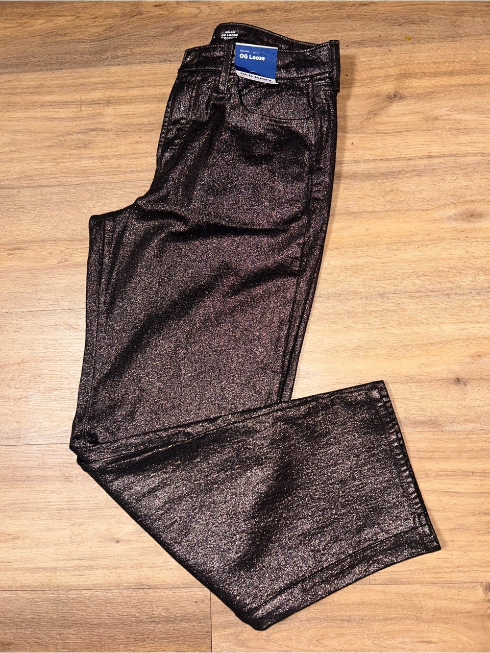 New Old navy Women’s Brown Shimmer Loose Jeans Size 8 NWT
